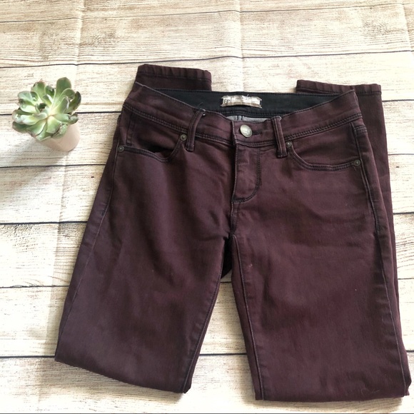 Free People Maroon Skinny Jean - Picture 1 of 3